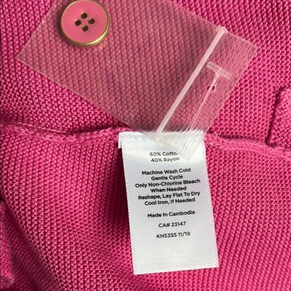 Talbots Button Detail Sweater Mixed Stitch in Pink - M - Picture 7 of 7